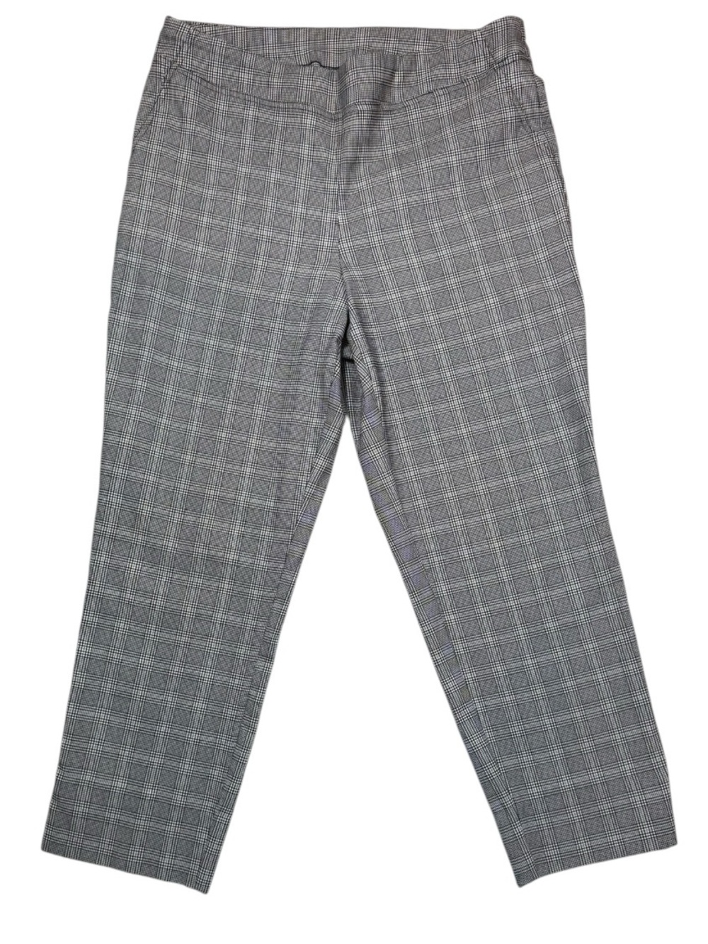 Adrienne Vittadini 14W Black White Plaid Stretch Ankle Pants
